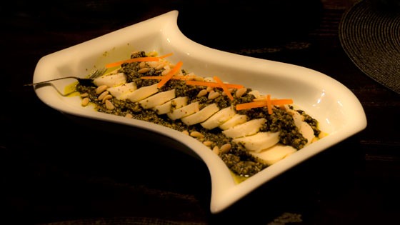appetizer in curvy white dish